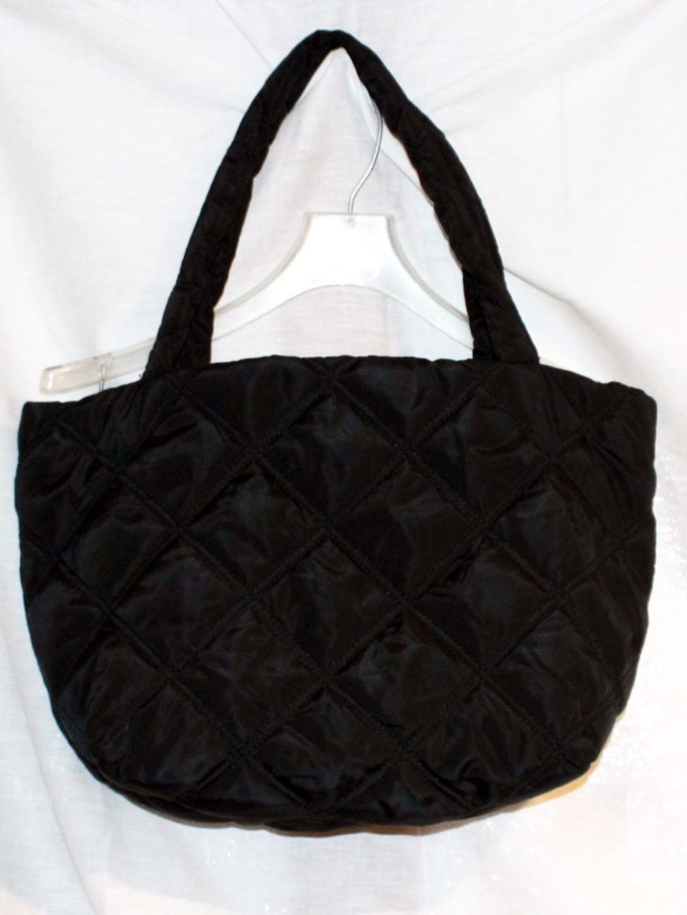 Quilted Black Nylon Tote